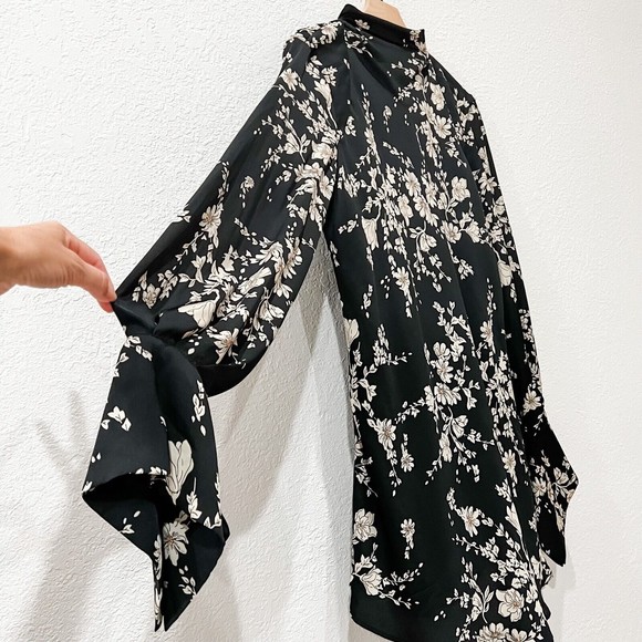 Free People | Aries Floral Open Back Bell Sleeve Mini Dress - Picture 5 of 14